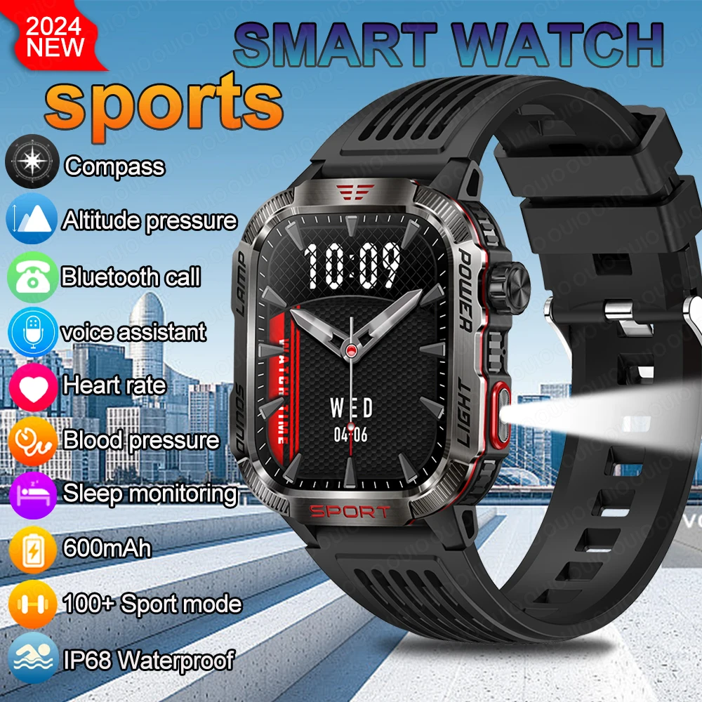 

New Military GPS SmartWatch Men Flashlight Compass Waterproof Outdoor Sports Tracker Bluetooth Call smartwatch for Huawei Xiaomi