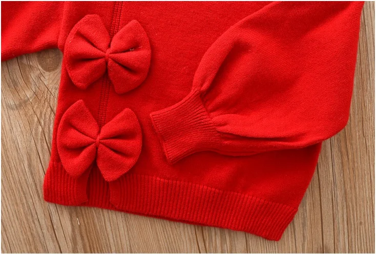 Girls Knitted Long sleeved Set Skirt Autumn/Winter New Warm Baby Bow Sweater Half length Skirt Korean casual two-piece set