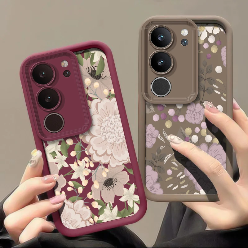 خمر زهرة طباعة جراب هاتف ل Vivo Y200 Y100 Y400 برو Y300 Y89 Y81I Y77T Y52 Y51A Y50 Y76S Y72 Y55 Y53S غطاء سيليكون #1