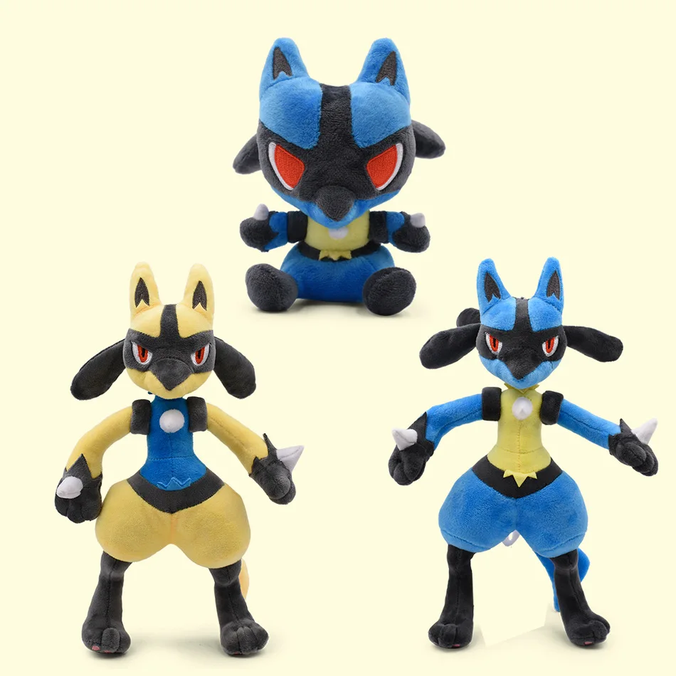 28cm Pokemon Blue Lucario Fighting Type Anubis Plush Toys Soft Stuffed Doll Collection Animal Model Best Xmas Gifts for Kids