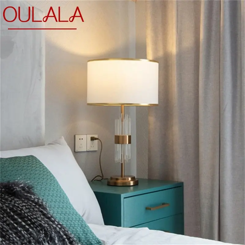 

OULALA Table Lamp Contemporary LED Crystal Gold Desk Lighting Decorative for Home Bedroom