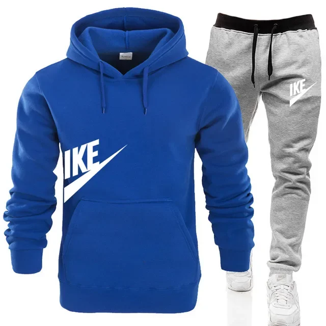 Nuevo conjunto de ropa deportiva para correr de otoño e invierno para hombres y mujeres, sudadera con capucha y pantalones de calle a la moda, conjunto de 2 piezas