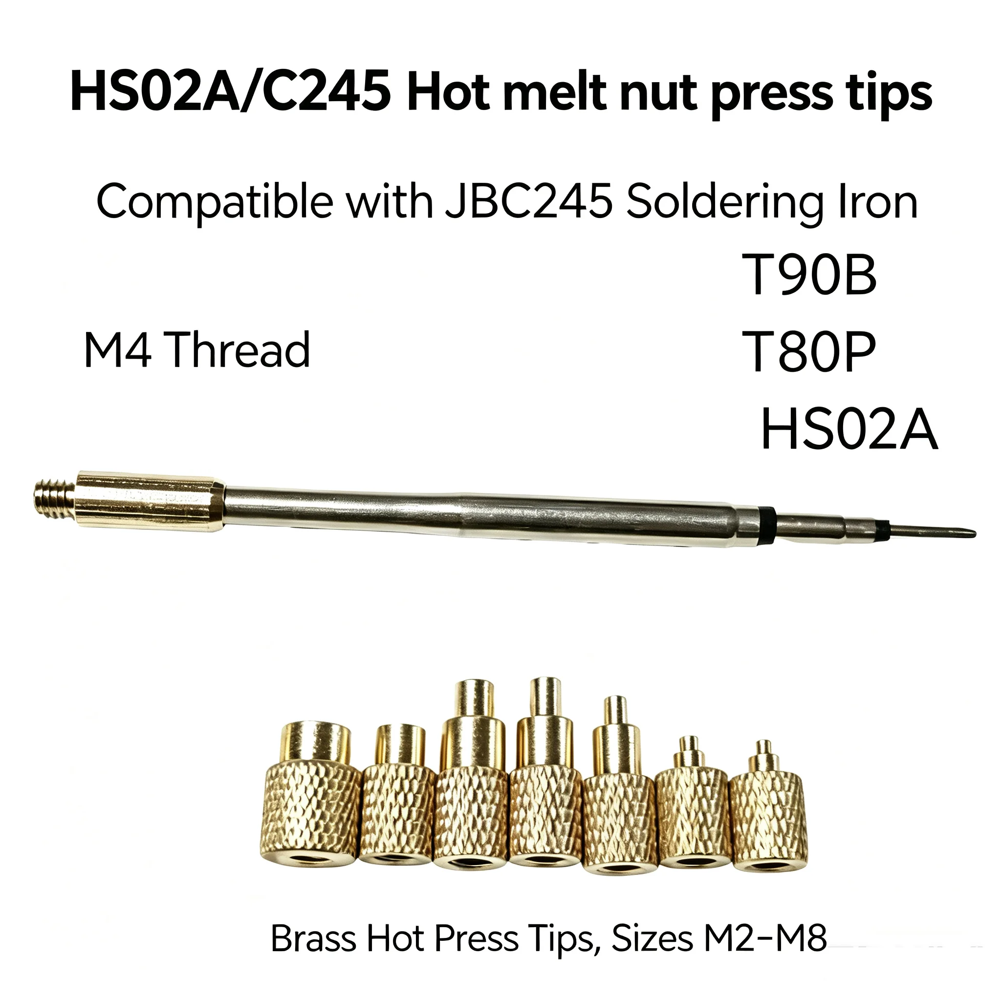 HS02A/C245/T80P/T90B 3D Hot Melt Nut Printing Specialized Soldering Iron Internal Thread Press Head Embedded Nut Insertion Kit