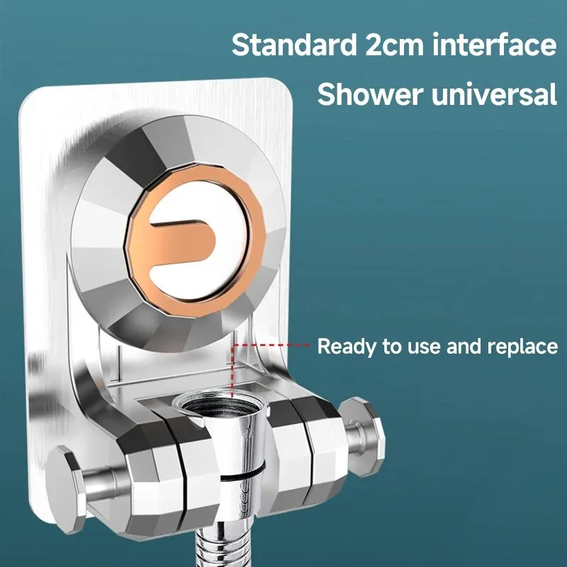 Showerhead Holder Suction Cup Holder Adjustable Detachable Hanging Rack Plating Shower Head Holder Bathroom Wall Mount Bracket image 5