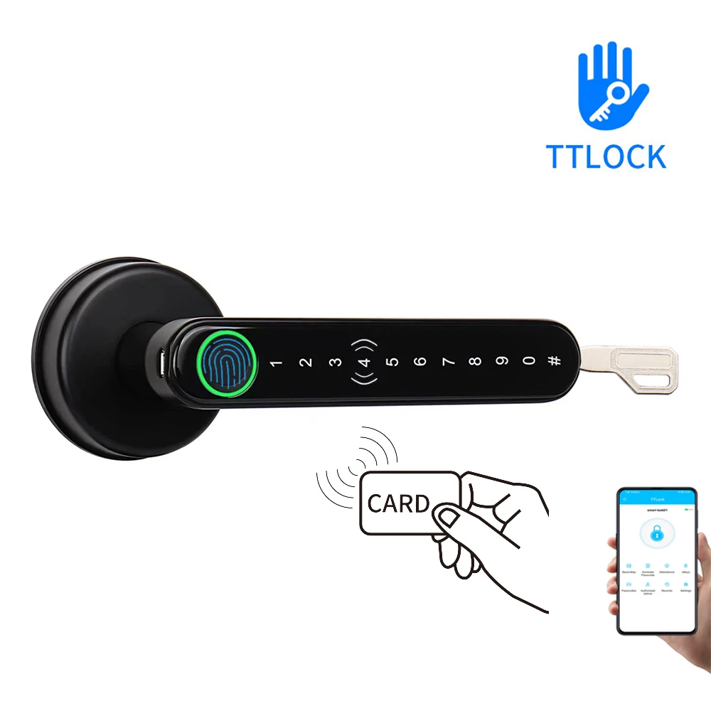 TTLock APP Smart Remote Control Fingerprint Password IC Card Single Latch Lock