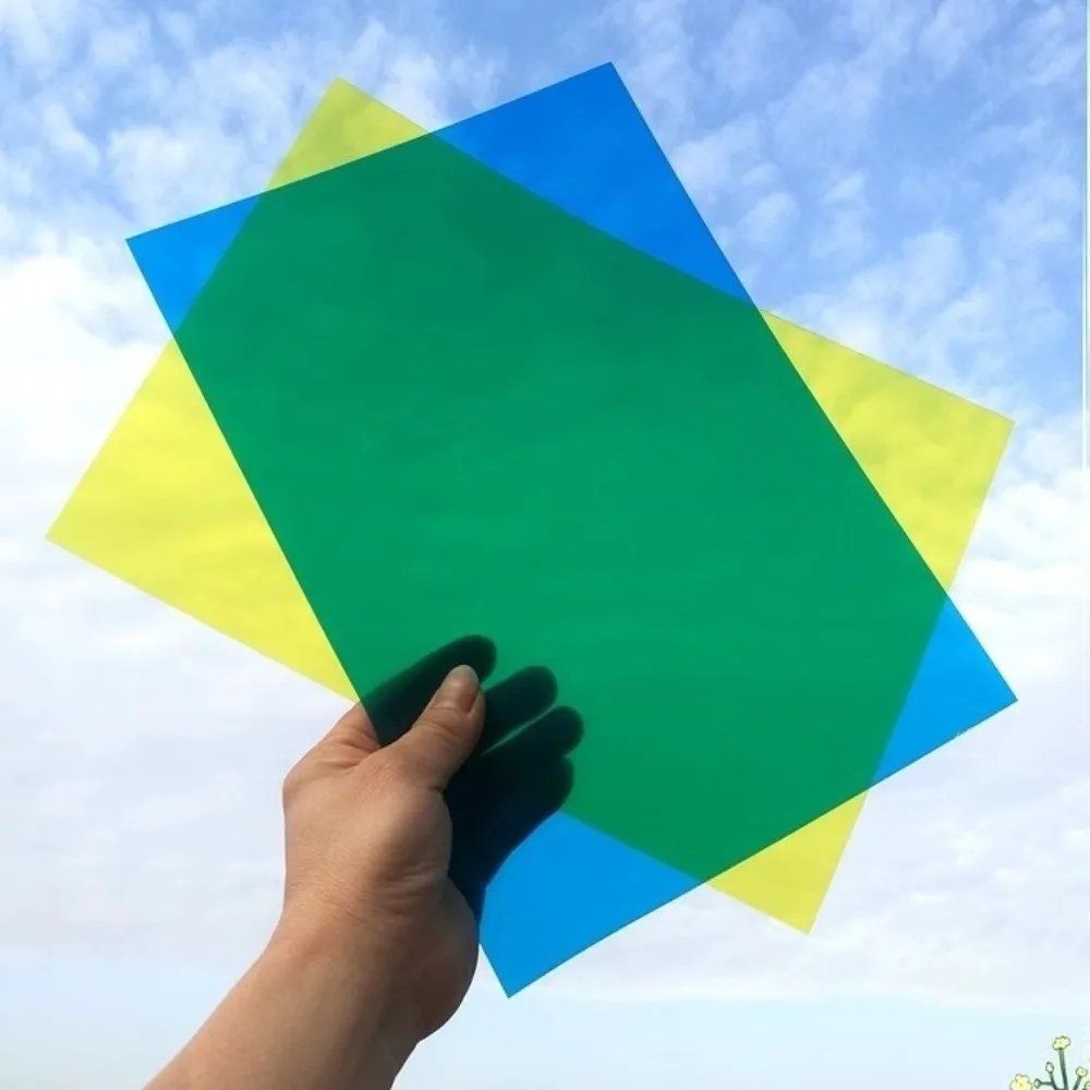 Thickened Colored Glass Paper Multicolored Craft Supplies Transparent PVC Sheet DIY Translucent Hard Sheet for Light Filtering