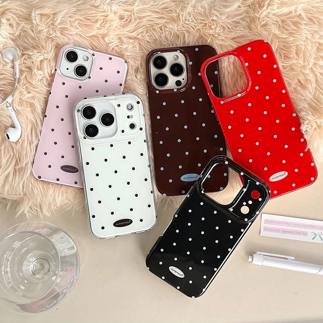 

Luxury Ins Candy Color Polka Dot Case for iPhone 14 15 16 17 Pro Max 17Air 16Pro Wave Point Soft Silicone Ultra Slim Cover