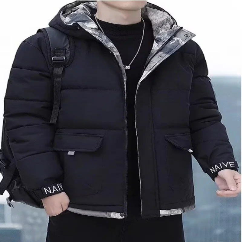 가을과 겨울을 위한 남성용 후드 면 재킷, 따뜻하고 두꺼운, 청소년을 위한 방풍 및 방한 면 재킷, 캐주얼 코토