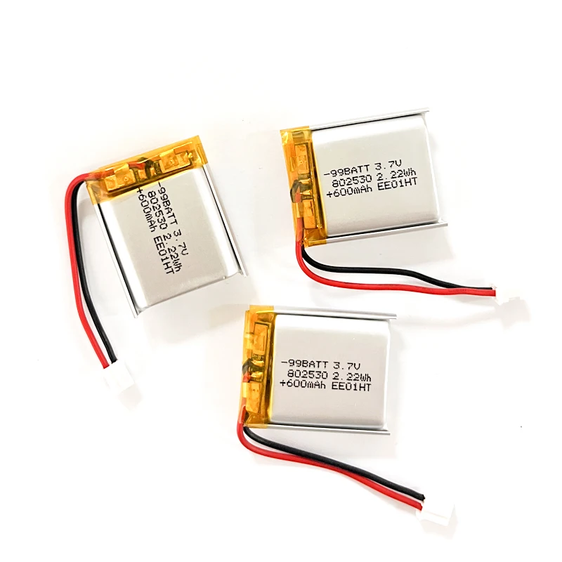 802530 3.7V Battery 600mAh Lithium Polymer Batteries for Bluetooth Audio Mouse Pet Toy Recording Pen LED Fixture Rechargeable