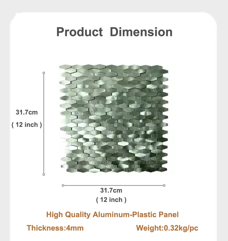 Panel de Mosaico Autoadhesivo 3D Cóncavo Convexo de Diamante, Metal y Aluminio-Plástico, 5 Piezas/Paquete, para Fondo de Pared, Cliente Rusia