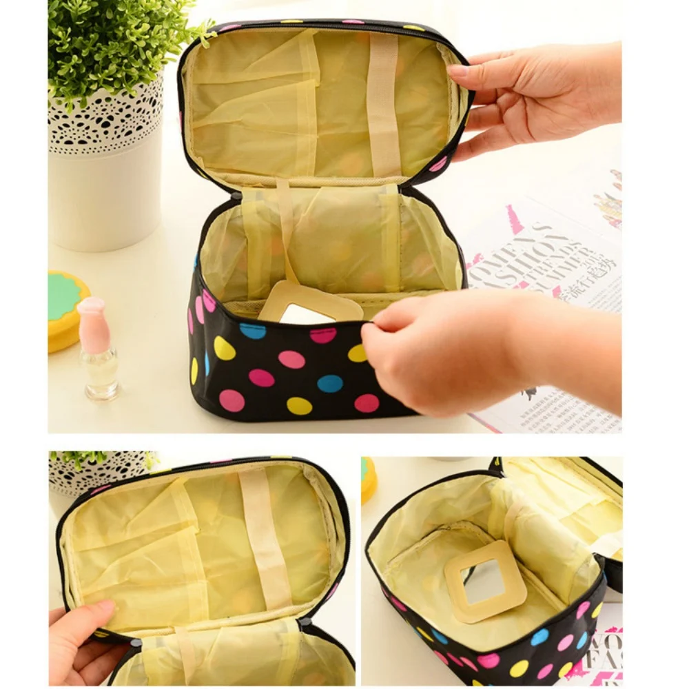 Dot Makeup Bag Travel Portable Large Capacity Toiletry Organizer Storage Box Carry On Waterproof Handbag Cosmetic Bag Wash Bag