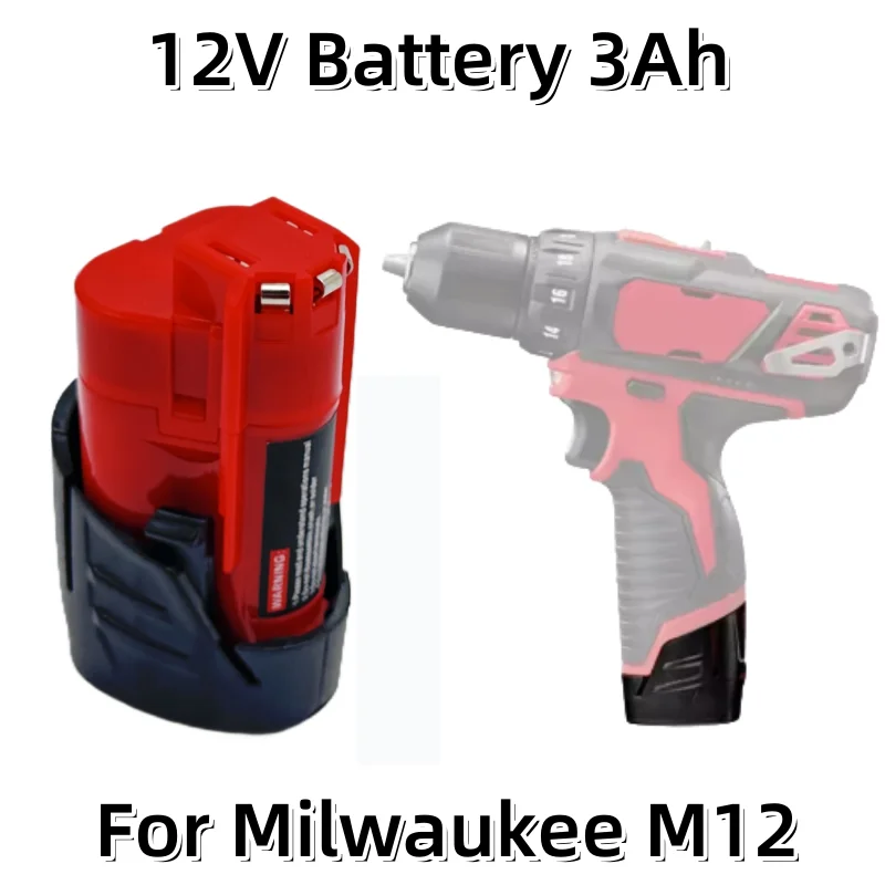 

Для аккумулятора Milwaukee 12 В, 3 Ач, совместимого с Milwaukee M12 XC 48-11-2410 48-11-2420 48-11-2411, 12-вольтовый аккумулятор для аккумуляторных инструментов