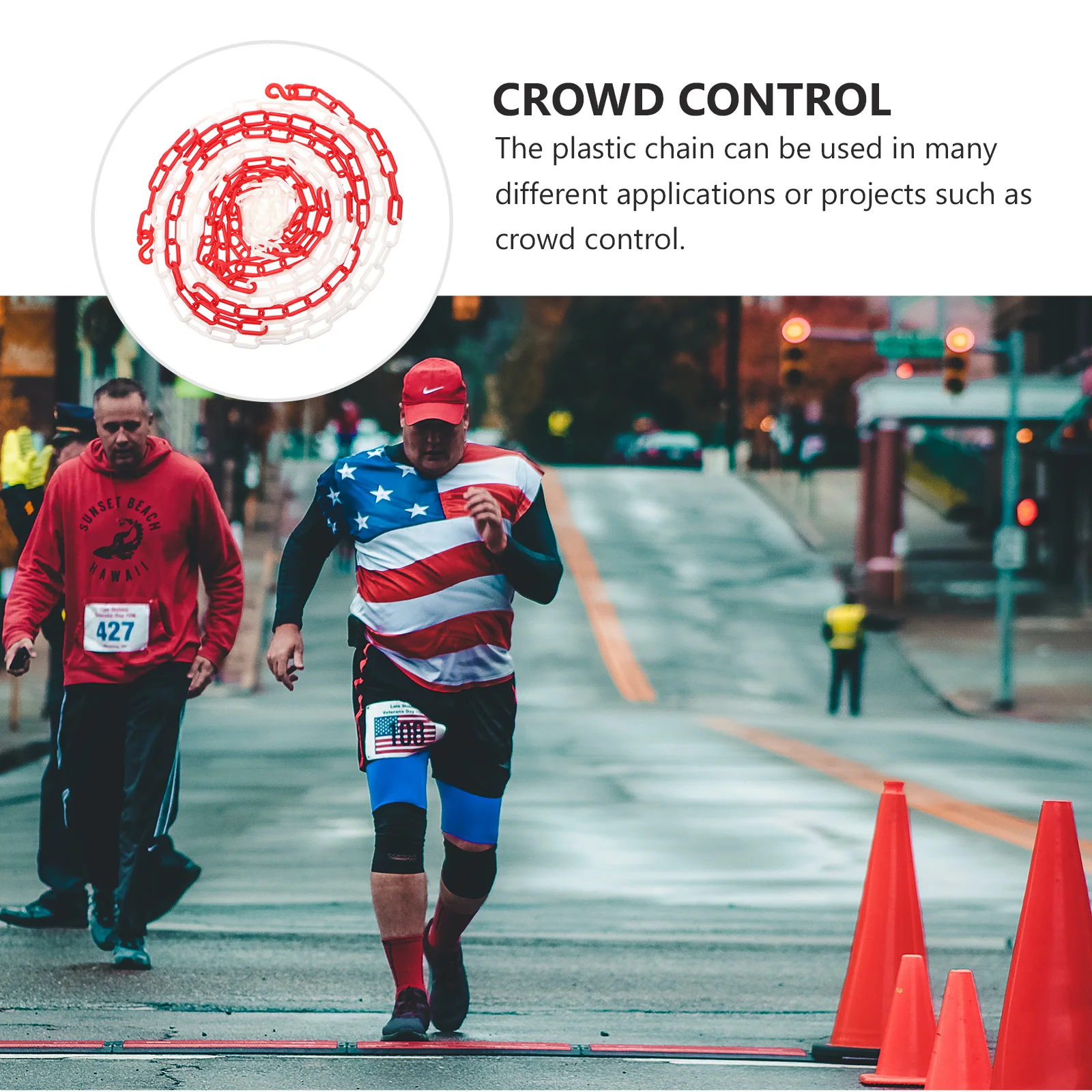 5 Chain Caution Security Crowd Links Safety Plastic Barrier Traffic Control Safety Chain Construction Site Loading Dock Red