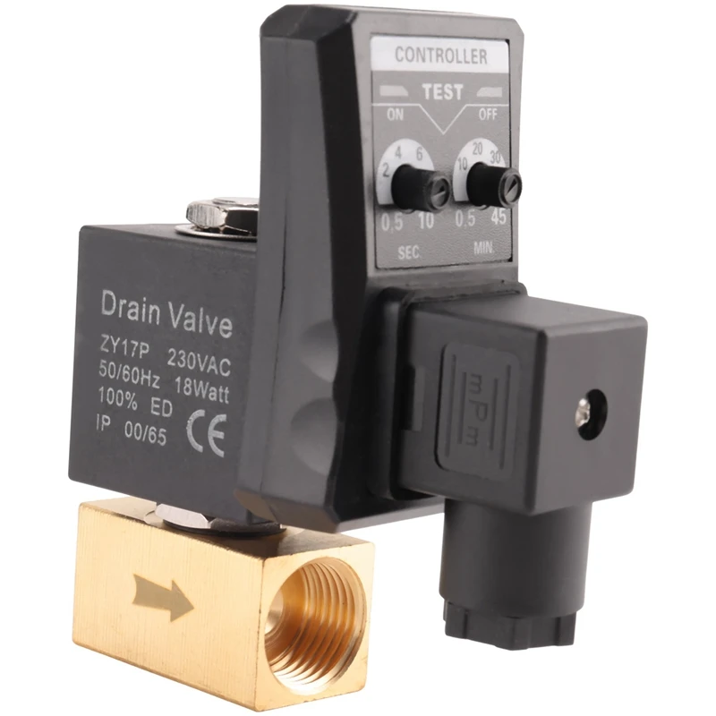 G1/2 DN15 230V Automatic Timed Water Tank Electronic Timed Drain Valve For Air Compressor Condensate Management Easy Install