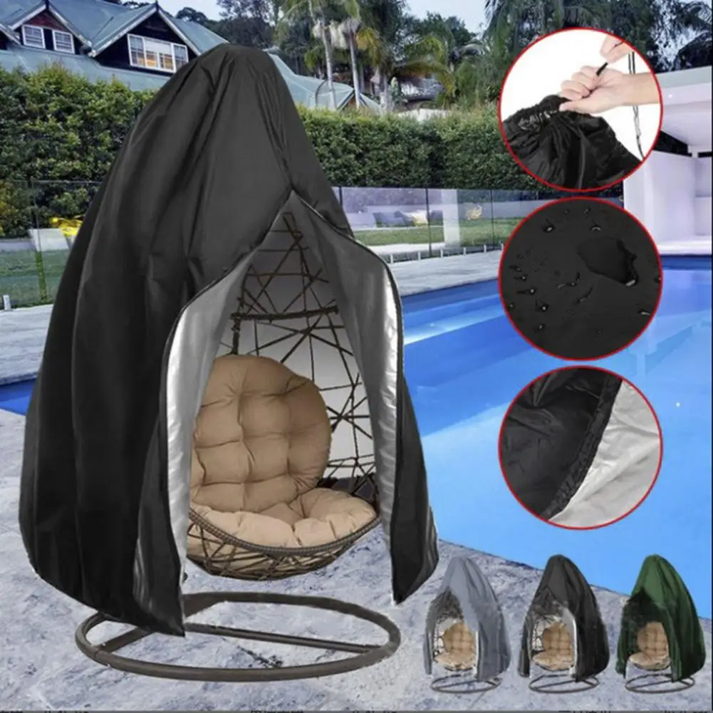 Patio Egg Chair Cover With Zipper Patio Swing Chair Protector Drawstring Weather Resistant Outdoor Wicker Egg Swing Chair Cover