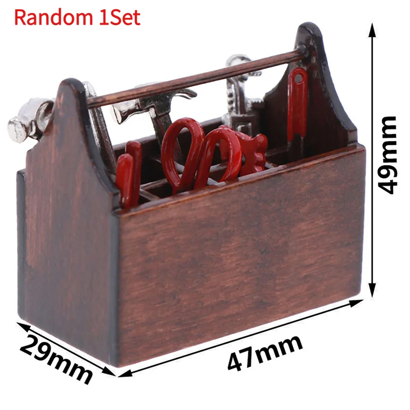 Random 1Set 1:12 Dollhouse Miniature Toolbox Handmade Doll House Accessories Tools Sets.