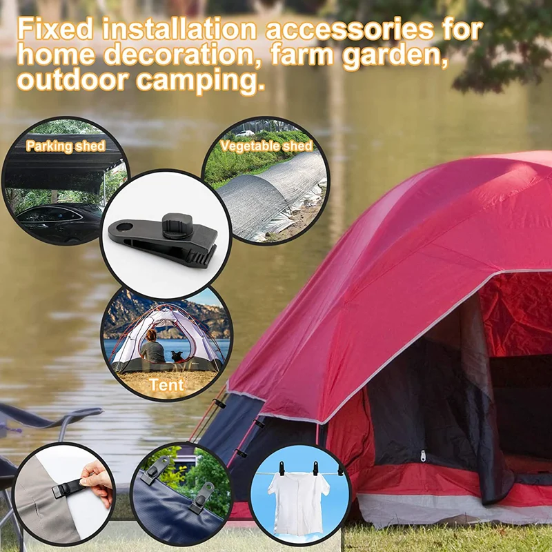 1 Pcs Canopy Tent Clips Heavy Duty Reusable Tarp Clamps Plastic Tarp Clips for Awnings Outdoor Camping Hiking Caravan Car Cover