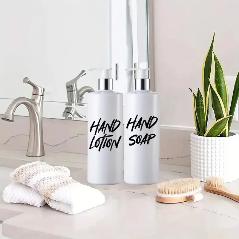 3 Pack White Shampoo Dispenser Kitchen Soap Pump Bottle Refillable Bathroom Gel Liquid Cosmetic Empty Container with 20 Labels