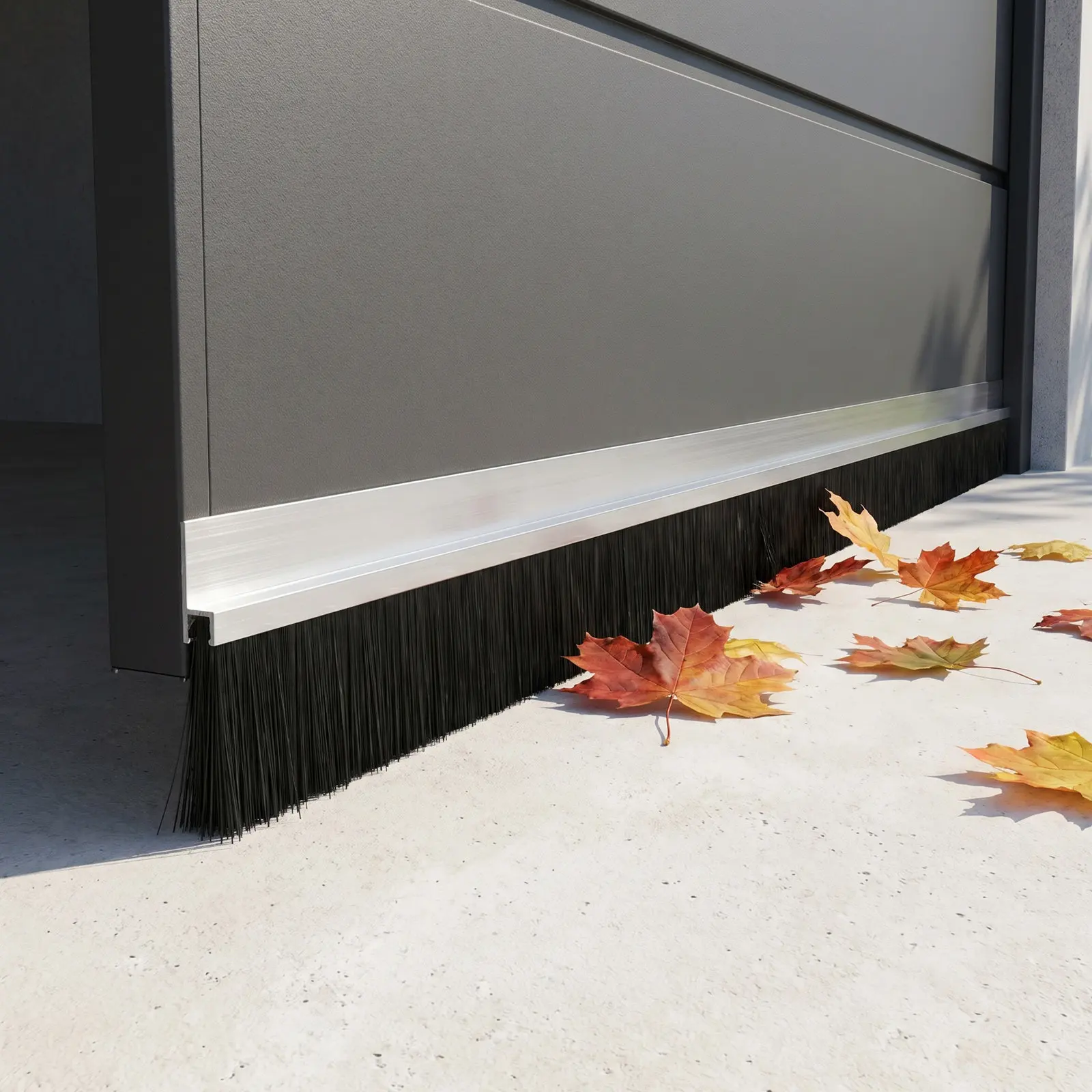 2Pcs Garage Door Bottom Seal Brush Heavy Duty Aluminum Draft Stopper Strip for Exterior Roll Up Door Gap Blocking Dust