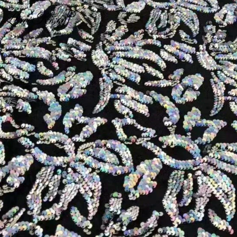 Wholesale 5MM Velvet Fabric Sequin Fabric DIY Shoes Hats Children's Clothing Dresses Embroidery Lotus Sequin Fabric Wide:125CM