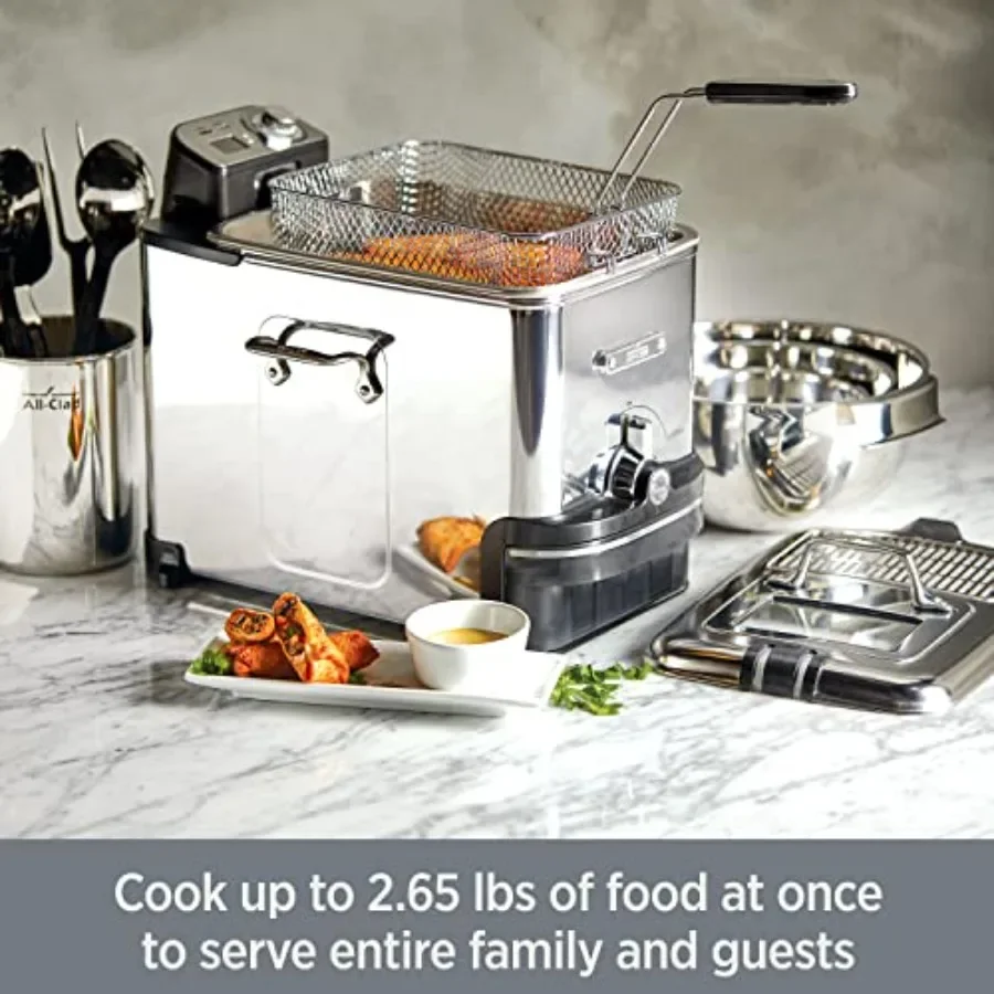 FirmHome StoreElectric Deep Fryer With Basket And Lid Stainless Steel 1700W Home Use Deep Fryer Dishwasher Safe Dark Silver