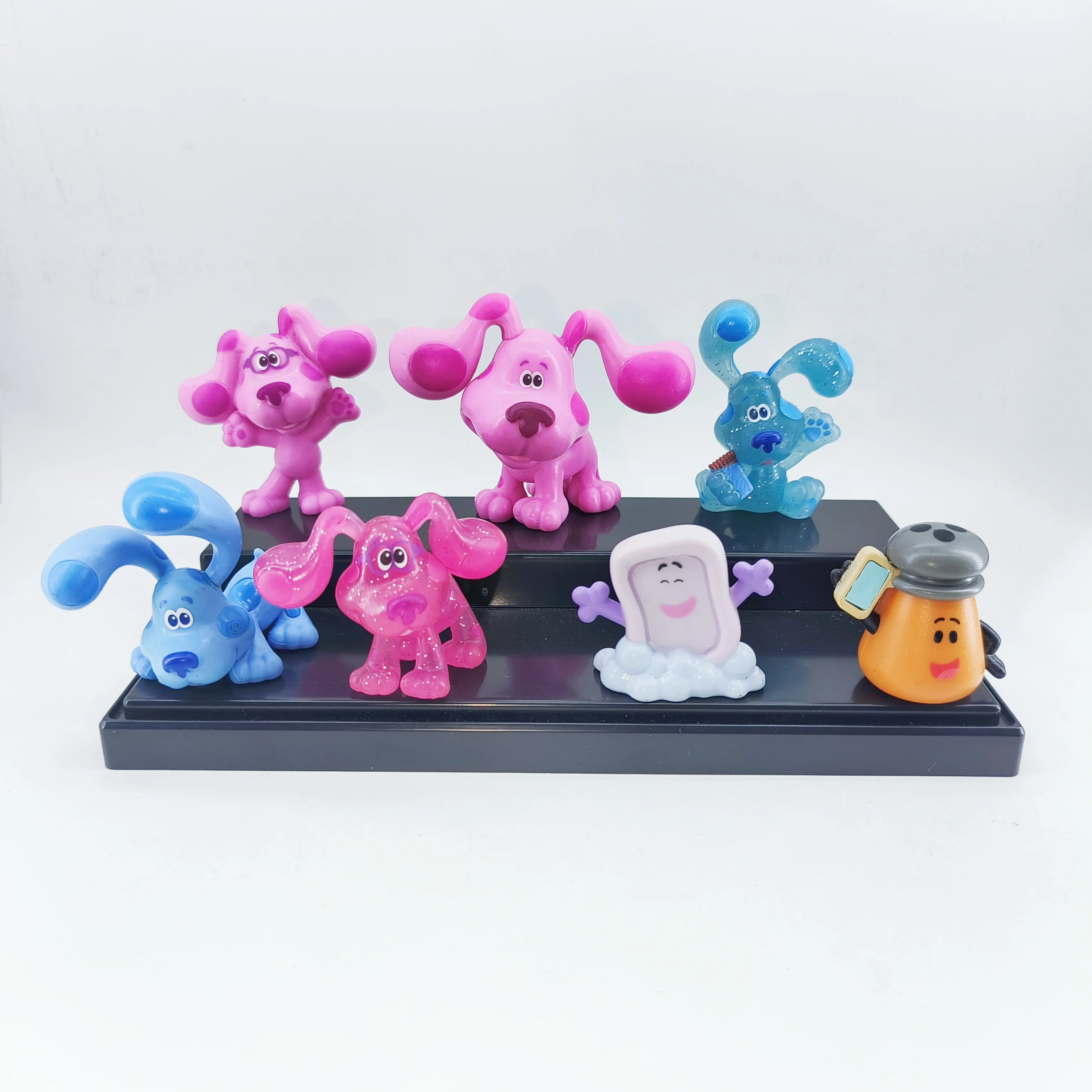 7Pcs/set Blues Clues Props Figures Cartoon Cute Blue Pink Dog Scene Action Figuras Dolls Home Decoration Kids Toys Birthday Gift