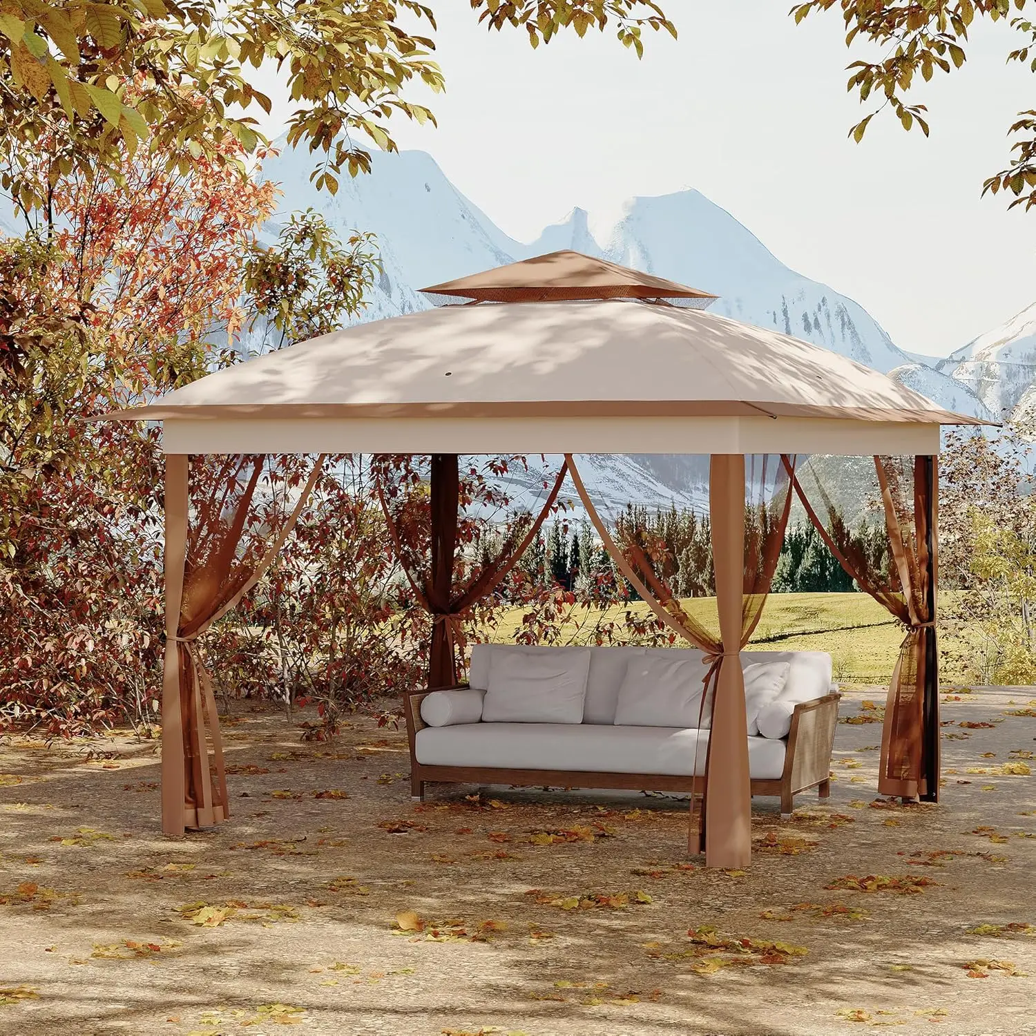 11x11 Pop Up Instant Gazebo Tent for Backyard, Pop Up Gazebo With Mosquito Netting, Outdoor    Gazebos Waterproof With