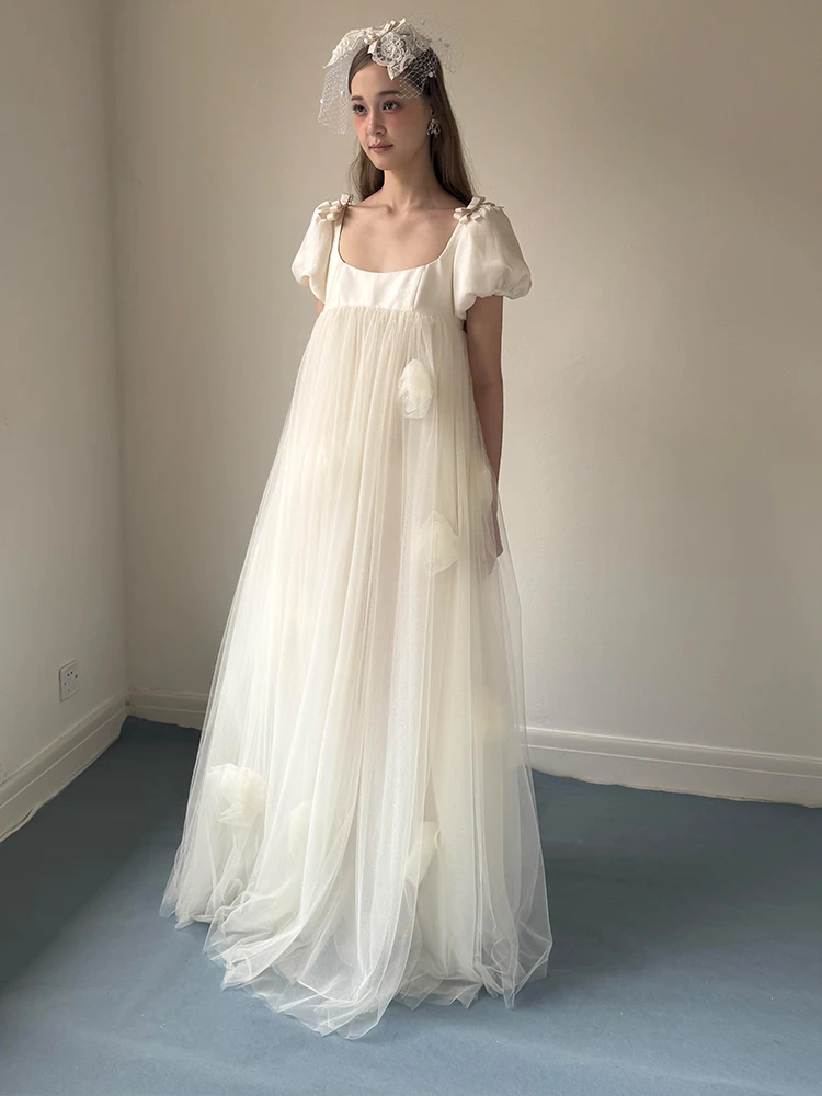 

Ele Wedding Dr 2026 New Sle Beautiful Fairy T Bridal Gown Outfit High Waist A-Line Skirt Handmade Flowers