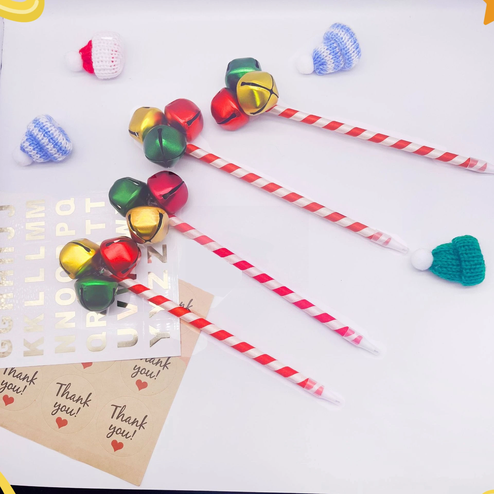 100 Pcs Christmas Bell Pen 0.7mm Black Ink Creative Cartoon Holiday Gifts Stationery for Students Girls Boys Teachers