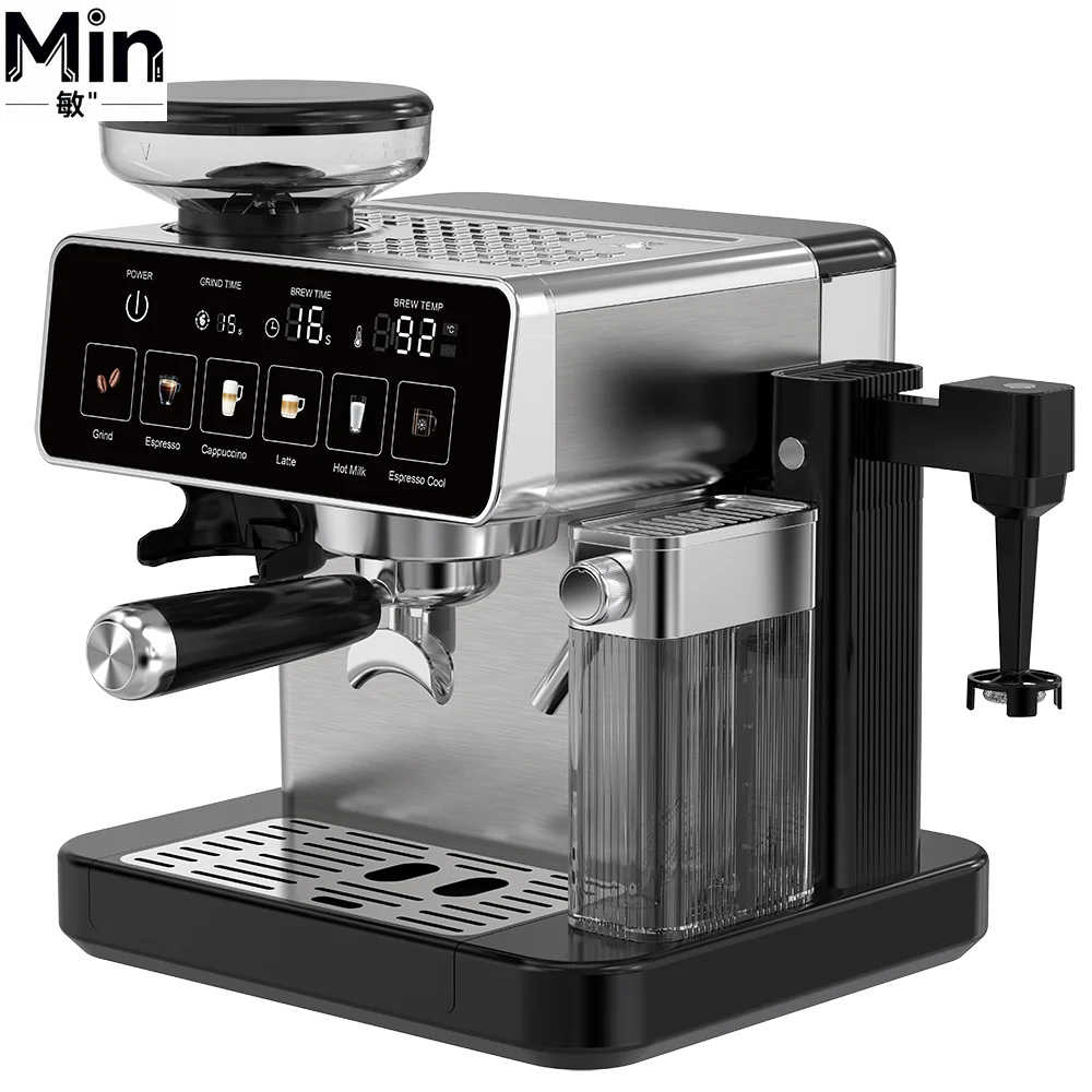 Smart 20 Bar Espresso Coffee Machine with Built In Grinder Cool Temperature Milk Frother for Americano Latte Cappuccino