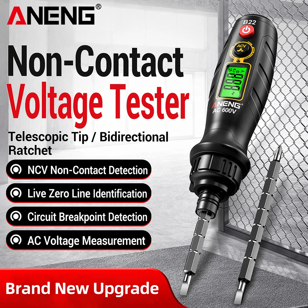 ANENG B22 Professional NCV Voltage Tester Pen Non Contact Voltage Detector Live Neutral Wire Finder LCD Display Electrician Tool