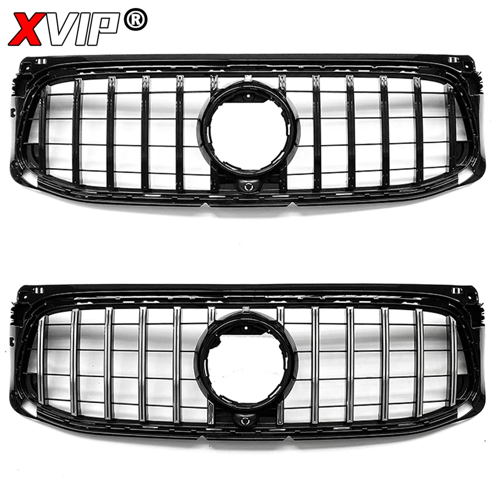 XVIP Chrome Silver Diamonds Style Upper Grille For Mercedes Benz GLB X247 GLB250 GLB200 2020-2023 GTR Style Front Bumper Grilles