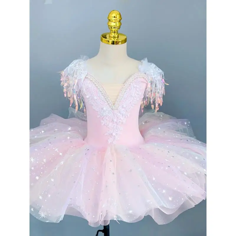 Robe de Ballet à Paillettes pour Fille, Tutu de brev, Jupes de Performance, 7 Couleurs