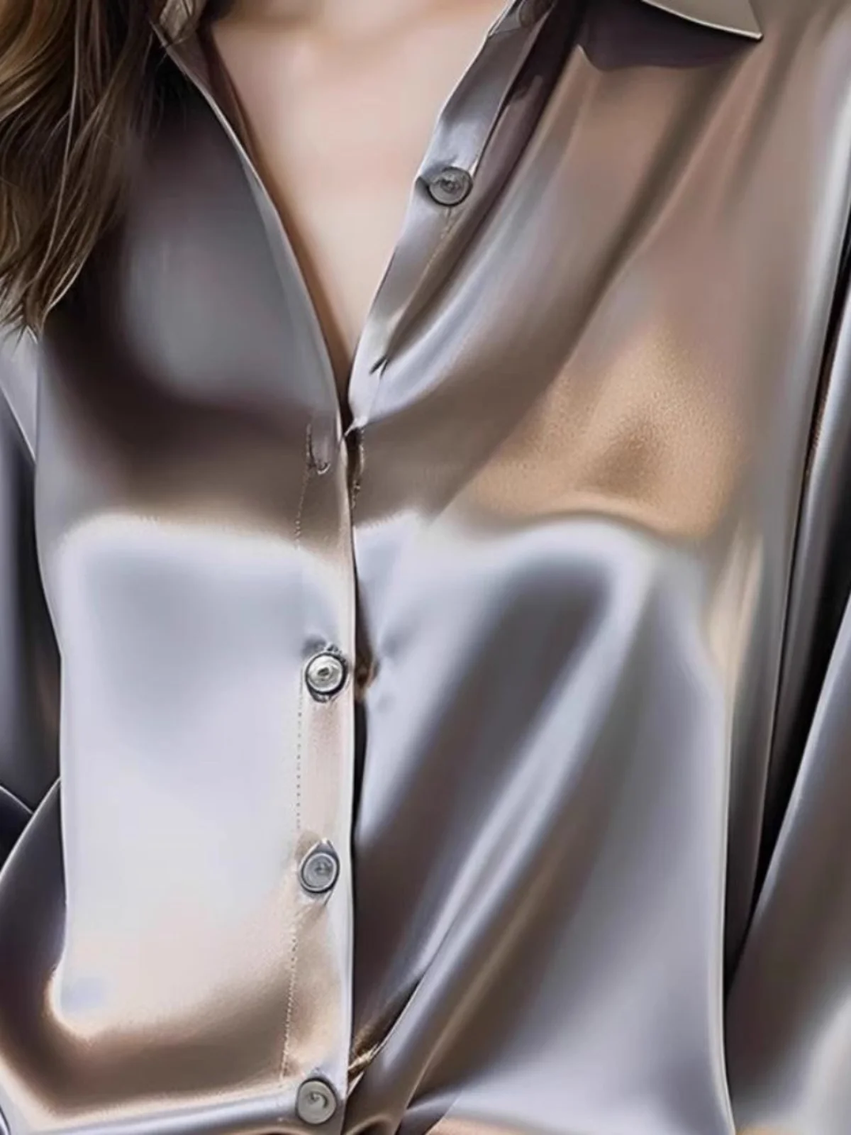 

Ele Purple Silk Long Sve Women's irt Profional Faionable Commuting Personali Button up Casual irt