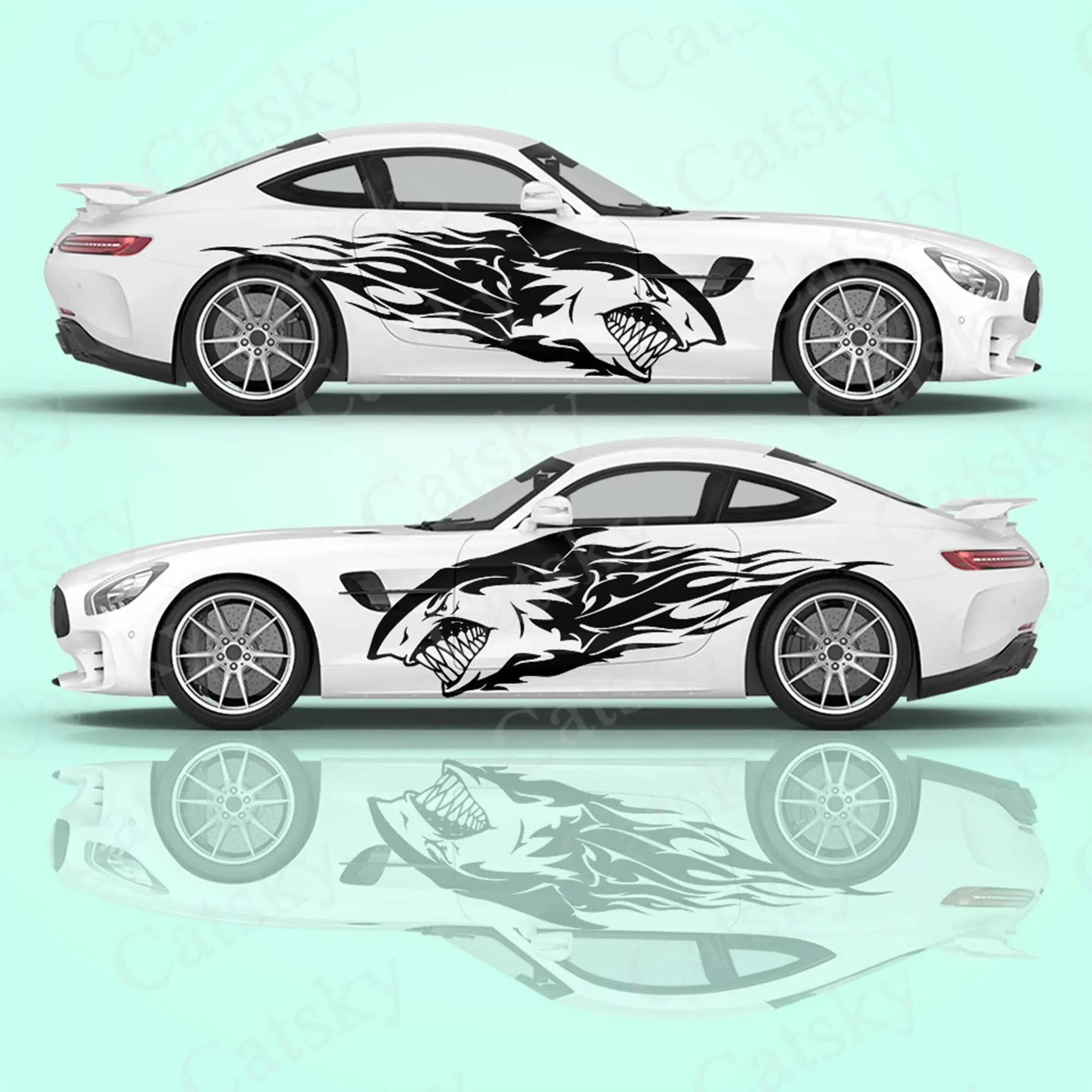 Animal Shark 2pcs Car Sticker for Universal Large Auto Decal for Univers, Car Stickers on The Left and Right Side Decoration