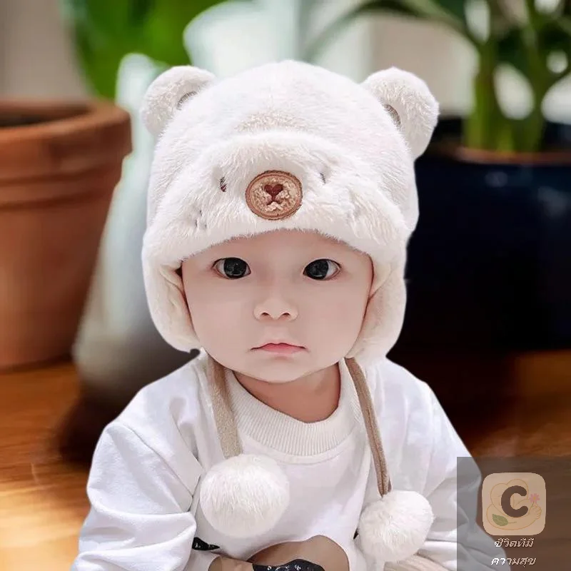 Leuke Winter Warm Kinderen Meisje Jongens Baby Hoeden Fleece Wol Zomen Caps Met Bal Effen Wol Gehoorbescherming Hoeden Zachte Pasgeboren Motorkap