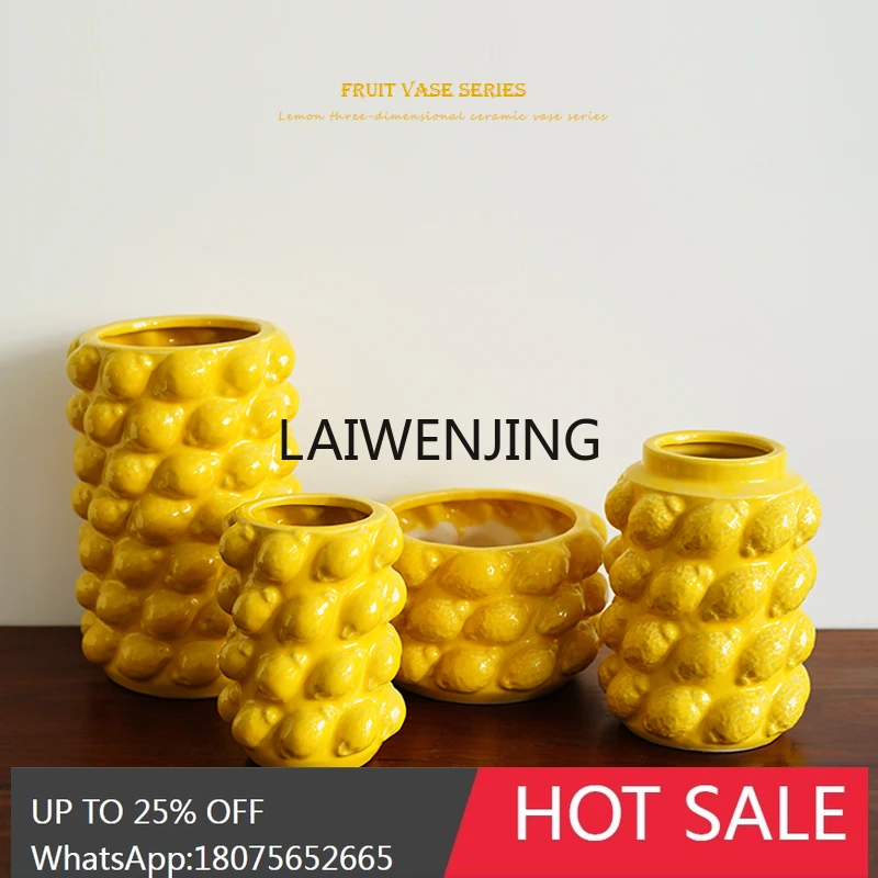 three-dimensional lemon shape ceramic vase pot flower arrangement