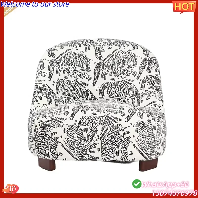 2026New Modern French Retro Style Single Tiger Mountain Fabric & Ash Wood Accent Living Room Chair for Home Hotel