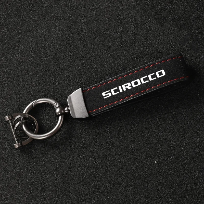 Suede Keychain Sport Key Ring Custom Gift With Logo For SCIROCCO GTI R GTE CTS Llaveros Para Hombre Keyring Accessories