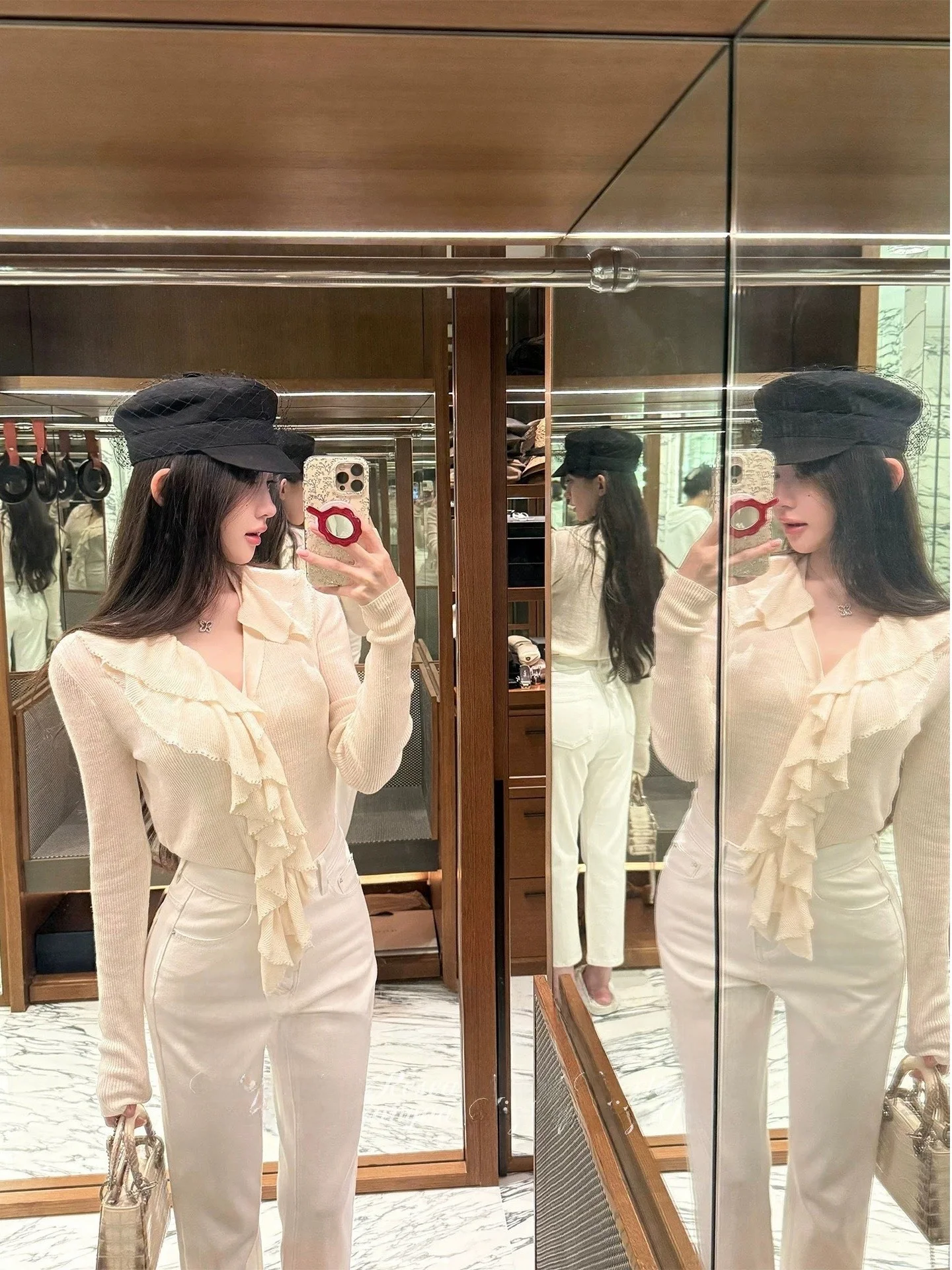 

MUAUU Girl261 Премиум-версия: Вязаный свитер с длинными рукавами, съемным воротником-рюшем, мягкий, уютный, в элегантном стиле Pure Desire