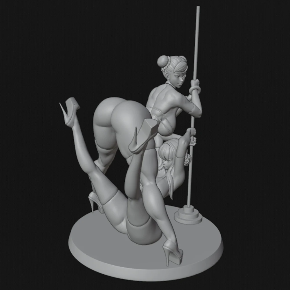 1/16 12Cm Meisje Pole Dance Grijs Hars Beeldje Speelgoed Ongeverfd GK Pop Ongemonteerd 3D Print Assembly Miniatuur Reductie Standbeeld Speelgoed