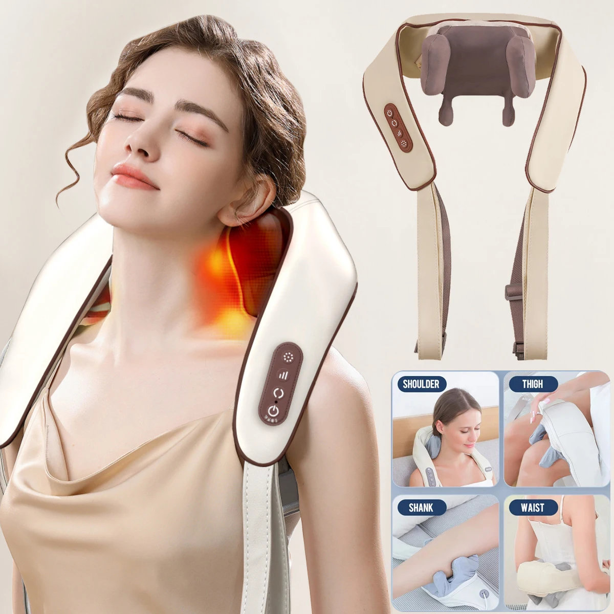 

Neck Shoulder Massager Shawl Finger Pressure Cushion Kneading Back Massager Stimulating Muscles Pulse Massage Relaxing Shoulders