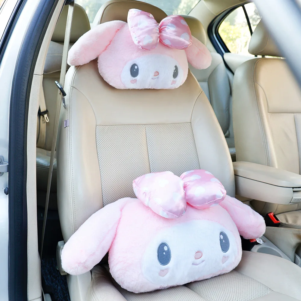 

Cute Sanrio Car Headrest Neck Pillow Car Seat Belt Cover Melody Kuromi Seat Belt Shoulder Pad Car Interior Decoration Gift