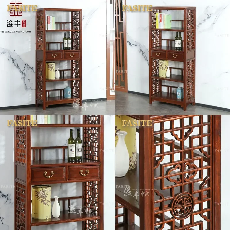 For New Chinese Modern Simple Furniture Pear Color Bookcase Solid Wood Bookshelf with Drawer Display Storage Shelf