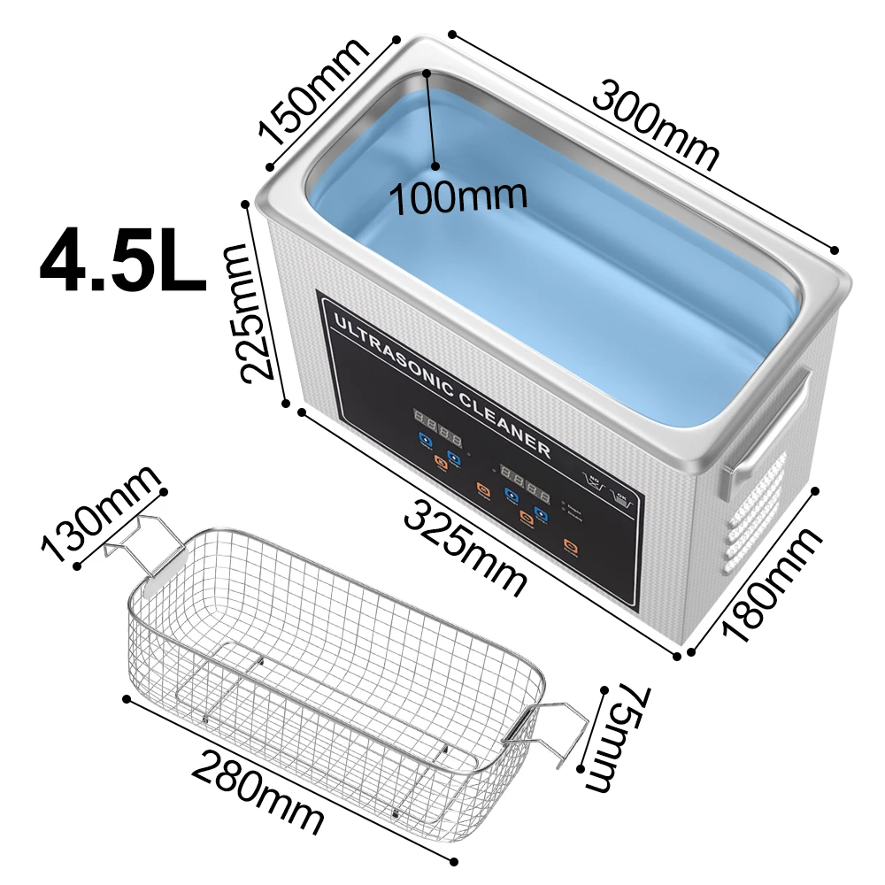 4.5L Ultrasonic Jewellery Cleaner Machine 220v EU Plug Ultrasonic Bath for Glasses Dental Cleaning Ultrasonidos Limpiador