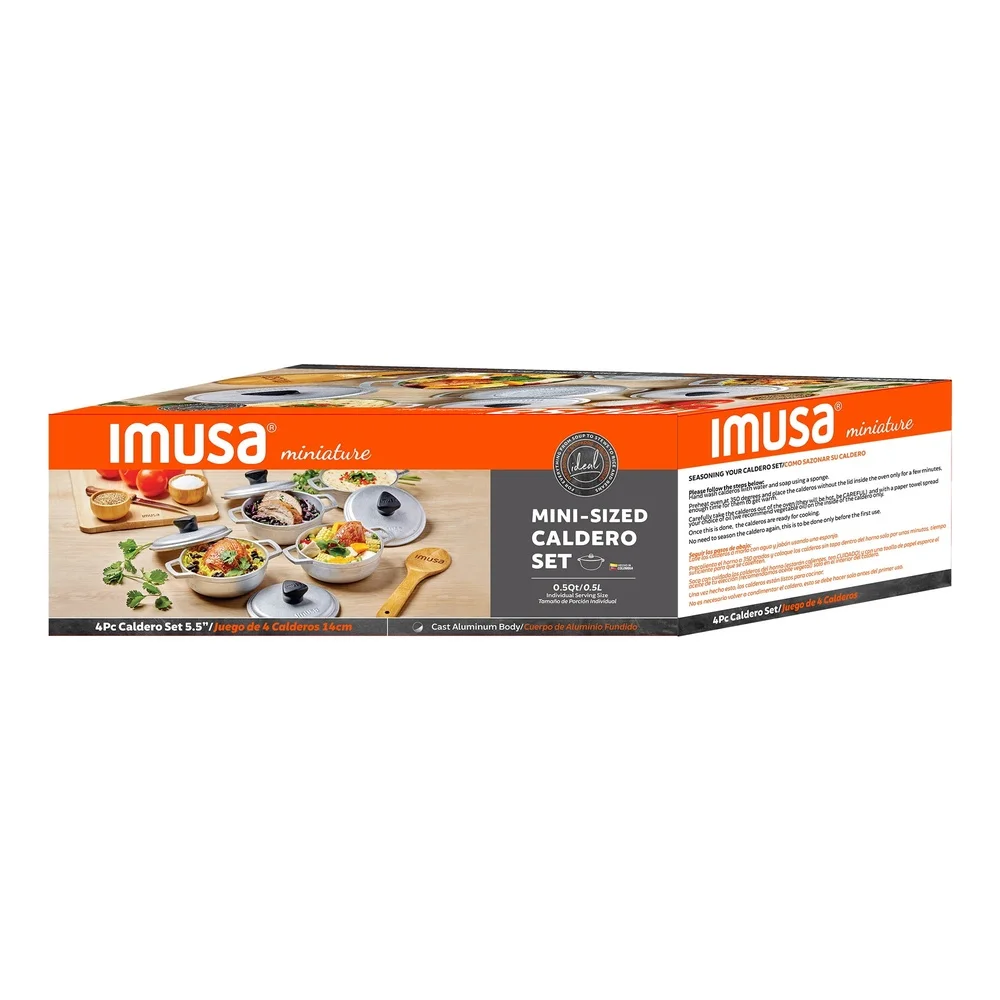 مجموعة كالديرو صغيرة من الألومنيوم المصبوب مكونة من 4 قطع من أدوات الطبخ الأساسية المتينة لفرن المطبخ الإسباني آمنة ومتعددة الاستخدامات
