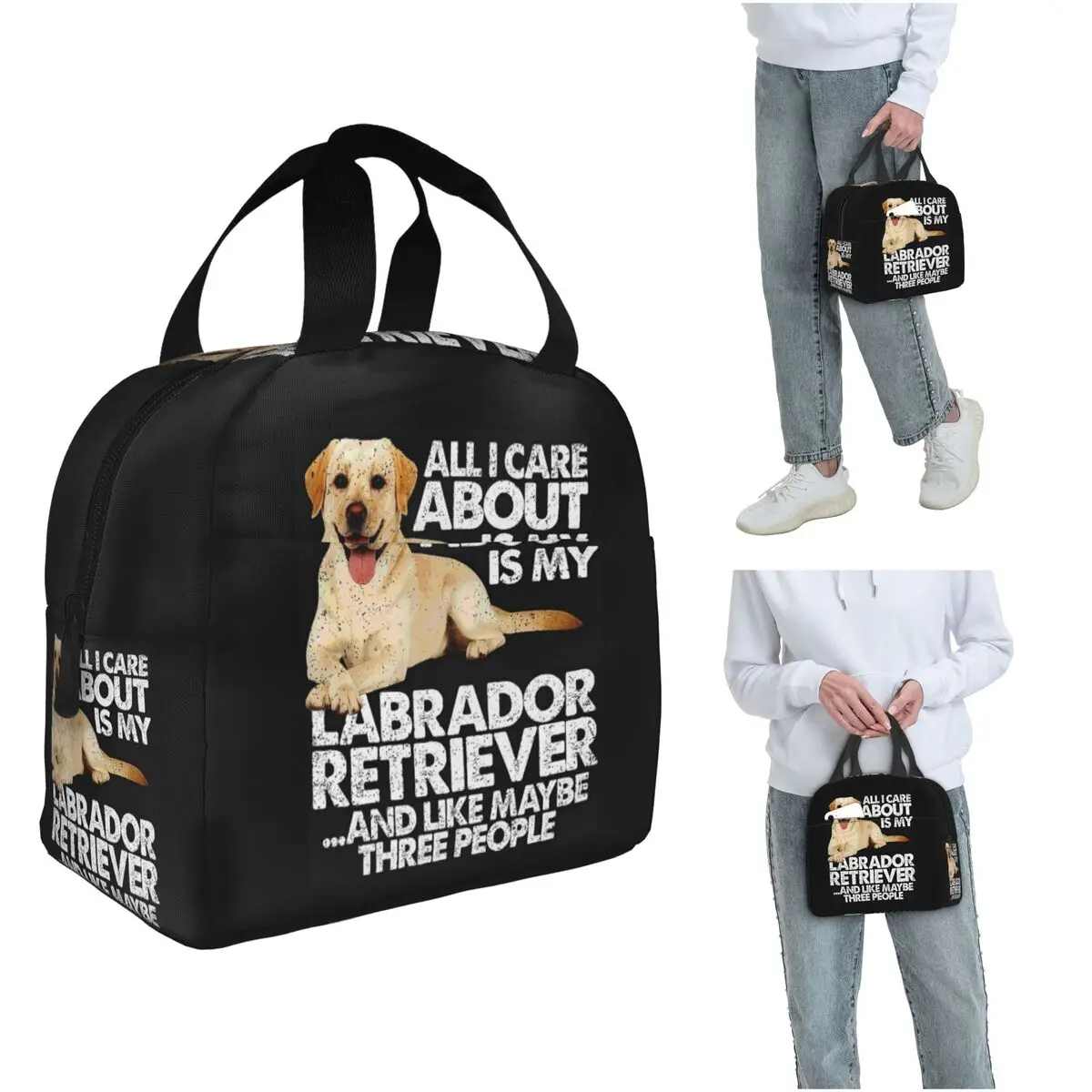 

All I Care About Is My Labrador Pets And Dogs Insulated Lunch Bag for Women Cooler Thermal Food Box Tote Lunch Boxes Container