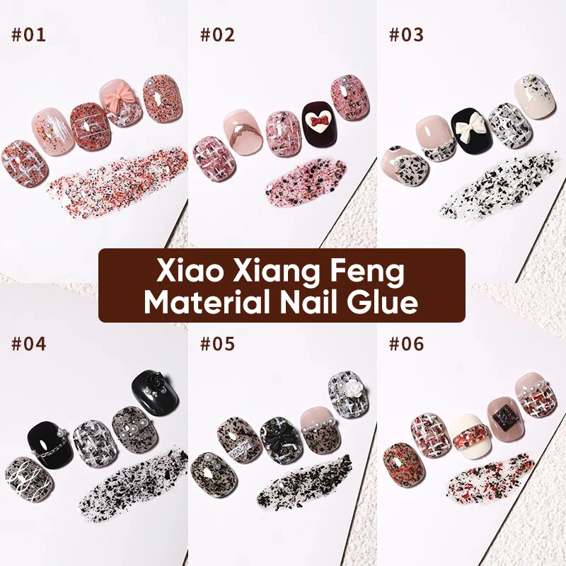 Xiaoxiangfeng Materiale Smalto per unghie gel glitterato Nuovo tipo di pittura Colla Pellicola glitter esplosiva Colla esclusiva per saloni di manicure