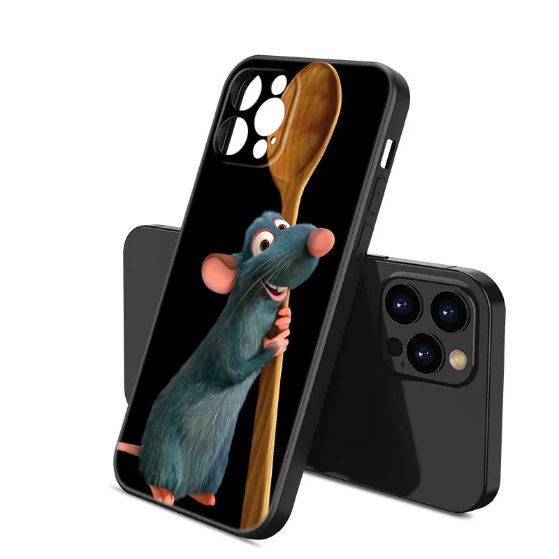 Disney Ratatouille Remy Black Silicone Phone Case For Apple iPhone 12 13 Mini 11 14 15 Pro Max 7 8 Plus X XR XS SE 2020 2022