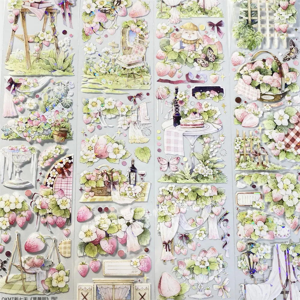 WASI Pet Tape JournalA180 Strawberry Farm Butterfly Fruit Decoration Scrapbook Phone Case Sticker